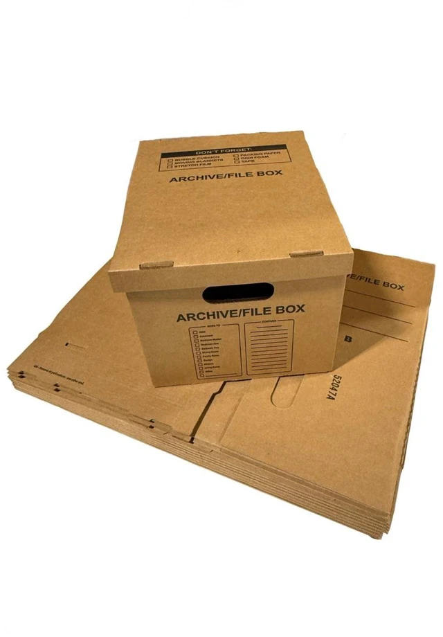 Alt view image 5 of 7 - 50 - Pack 15x12x10 Small Standard File Storage Moving Box with Lid Letter Handles