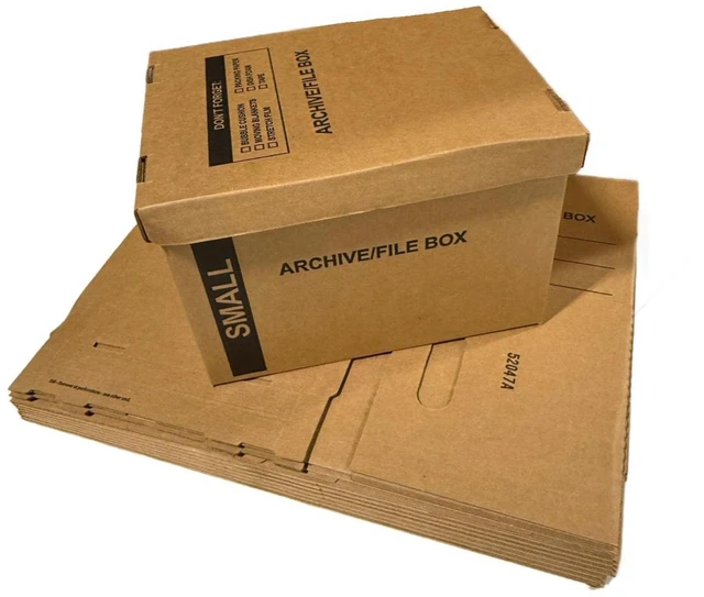 Alt view image 6 of 7 - 50 - Pack 15x12x10 Small Standard File Storage Moving Box with Lid Letter Handles