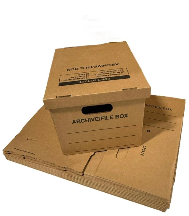 Alt view image 7 of 7 - 50 - Pack 15x12x10 Small Standard File Storage Moving Box with Lid Letter Handles