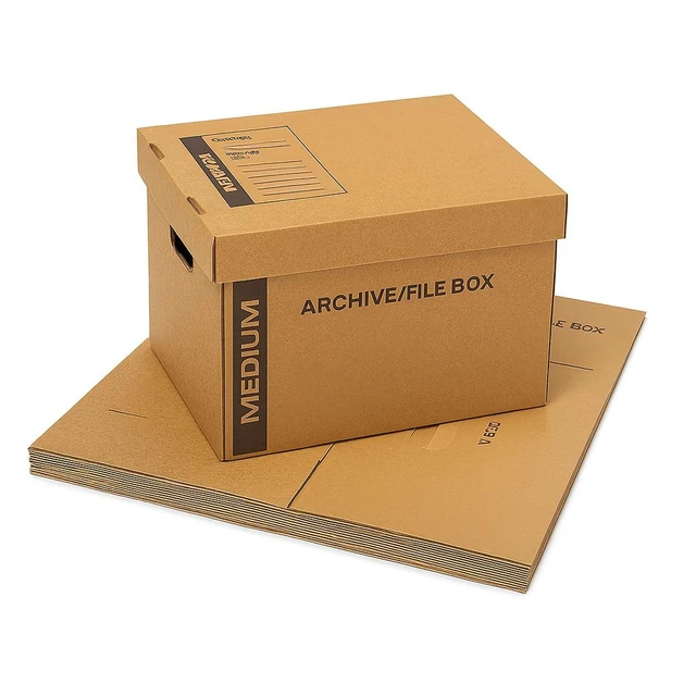 Main image of supplyhut 25 - Pack 18x15x14 Medium Standard File Storage Moving Box with Lid Letter Handles