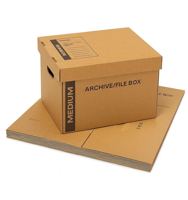 Main image of supplyhut 12 - Pack 18x15x14 Medium Standard File Storage Moving Box with Lid Letter Handles