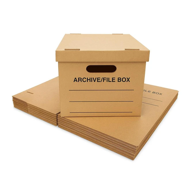 Alt view image 2 of 7 - supplyhut 12 - Pack 18x15x14 Medium Standard File Storage Moving Box with Lid Letter Handles