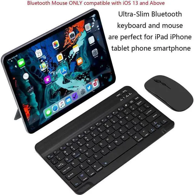 Alt view image 3 of 7 - Ultra-Slim Bluetooth Keyboard and Mouse Combo Rechargeable Portable Wireless Keyboard Mouse Set for Apple iPad iPhone iOS 13 and Above Samsung Tablet Phone Smartphone Android Windows Light