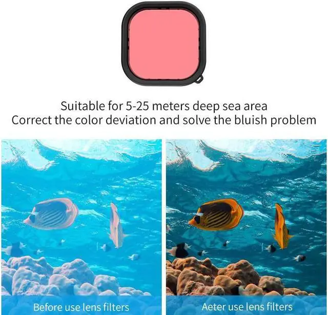 Alt view image 5 of 6 - Waterproof Case with 3-Pack Dive Filter for GoPro Hero 12 Hero 11 Hero 10 Hero 9 Black 60M/196FT Underwater Scuba Snorkeling Deep Diving with Red Magenta Filter Bracket Screw Go Pro Accessories