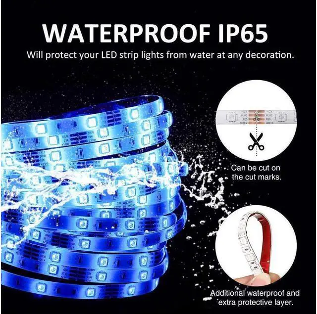 Alt view image 3 of 7 - LED Strip Lights with Remote 300 LEDs 16.4FT Light Stripe with RGB 5050 LED 16 Color Changing and 4 Modes Dimmable Led Stripe Lights 12V Stripe Light for Indoor and Outdoor Decoration