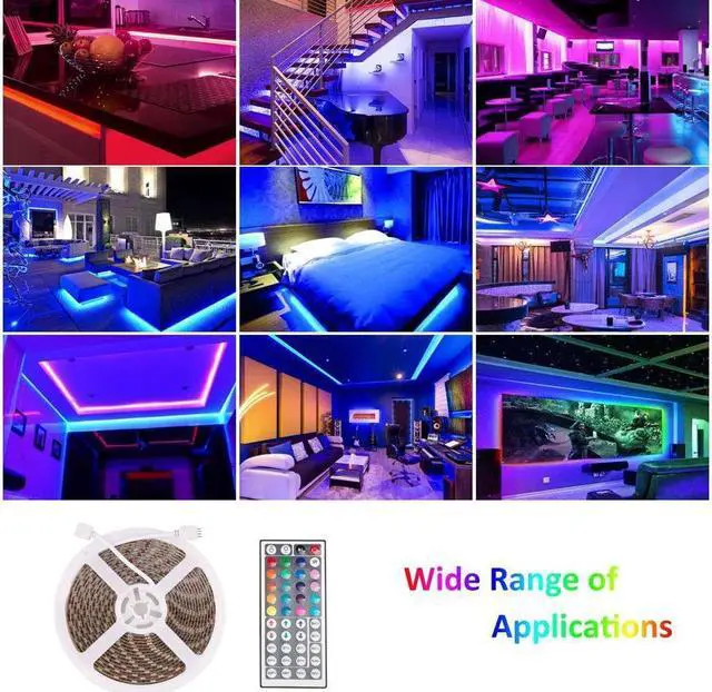 Alt view image 7 of 7 - LED Strip Lights with Remote 300 LEDs 16.4FT Light Stripe with RGB 5050 LED 16 Color Changing and 4 Modes Dimmable Led Stripe Lights 12V Stripe Light for Indoor and Outdoor Decoration