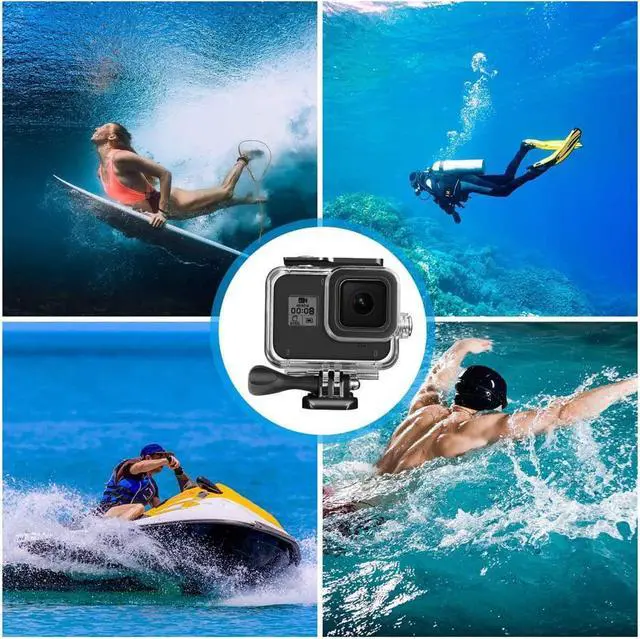 Alt view image 6 of 7 - 60M Waterproof Case for GoPro Hero 8 Black Underwater Waterproof Protective Housing Case for GoPro Action Camera with Quick Release Mount and Thumbscrew