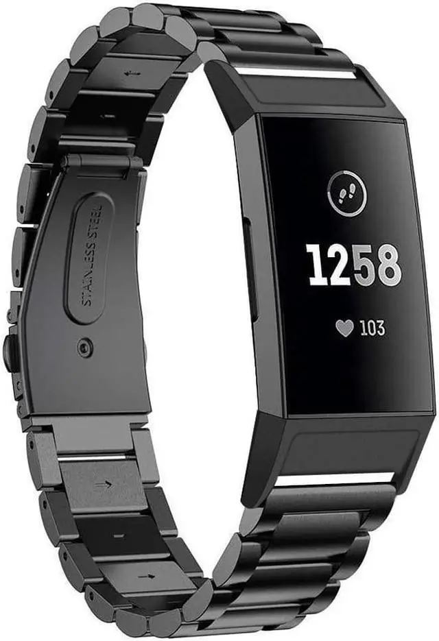 Alt view image 3 of 6 - Compatible Fitbit Charge 3 Metal Bands, Premium Stainless Steel Metal Replacement Smartwatch Bands Strap Bracelet Sport Wristband Compatible with Fitbit Charge 3 & Charge 3 SE for Women Men