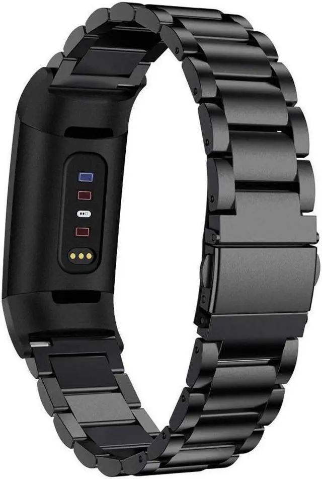 Main image of Compatible Fitbit Charge 3 Metal Bands, Premium Stainless Steel Metal Replacement Smartwatch Bands Strap Bracelet Sport Wristband Compatible with Fitbit Charge 3 & Charge 3 SE for Women Men