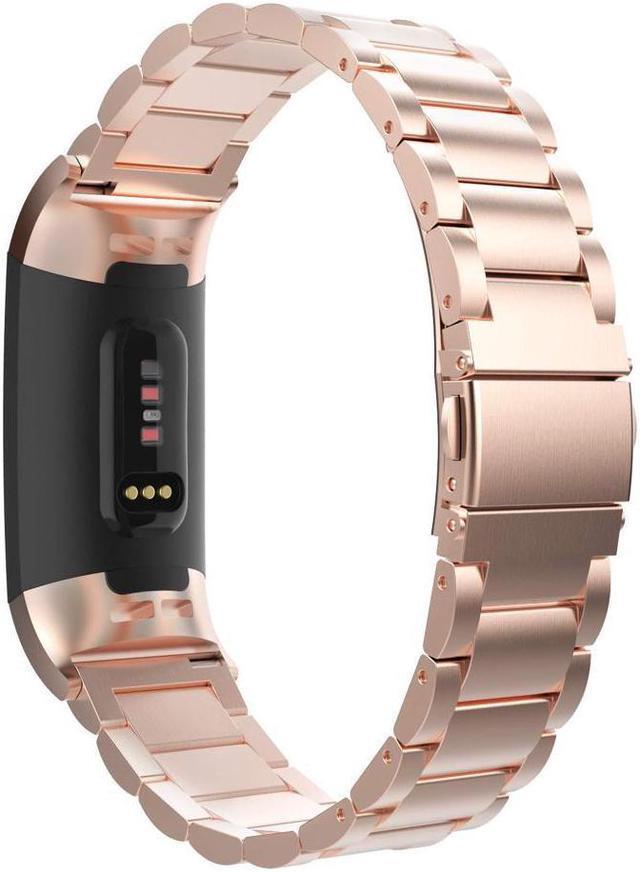 Main image of Compatible Fitbit Charge 3 Metal Bands, Premium Stainless Steel Metal Replacement Smartwatch Bands Strap Bracelet Sport Wristband Compatible with Fitbit Charge 3 & Charge 3 SE for Women Men