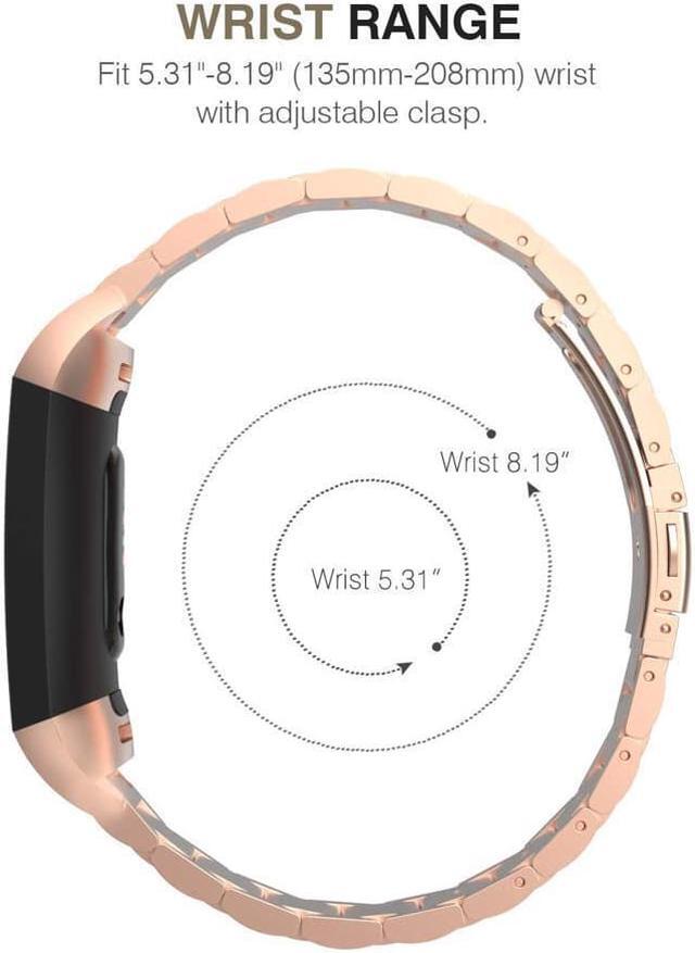 Alt view image 6 of 6 - Compatible Fitbit Charge 3 Metal Bands, Premium Stainless Steel Metal Replacement Smartwatch Bands Strap Bracelet Sport Wristband Compatible with Fitbit Charge 3 & Charge 3 SE for Women Men