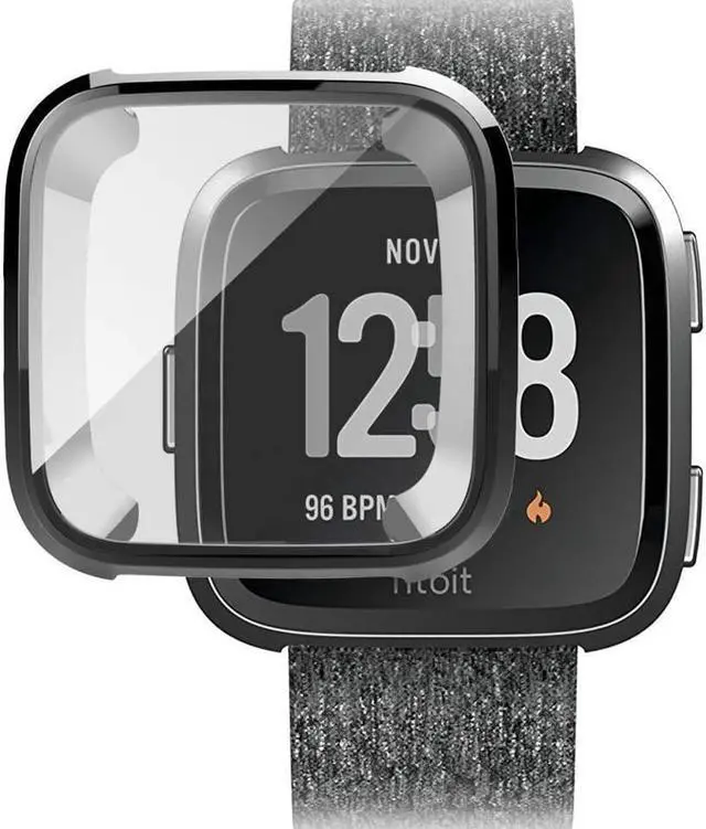 Alt view image 6 of 7 - BONAEVER 2 Pack Screen Protector Case for Fitbit Versa Soft TPU Slim Fit Full Cover Screen Protector Case for Fitbit Versa Smartwatch B s Accessories