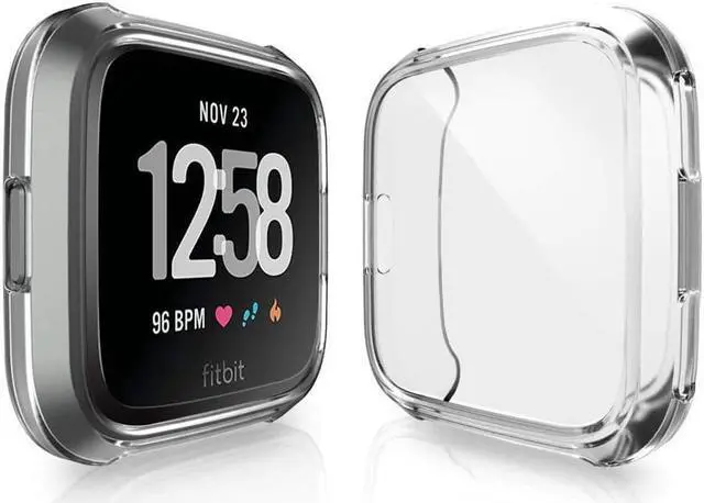 Alt view image 3 of 7 - BONAEVER 2 Pack Screen Protector Case for Fitbit Versa Soft TPU Slim Fit Full Cover Screen Protector Case for Fitbit Versa Smartwatch B s Accessories