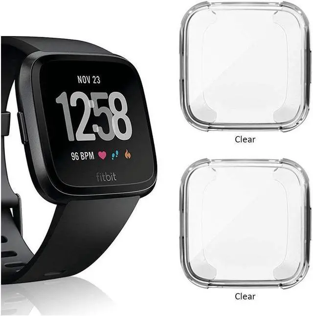 Main image of BONAEVER 2 Pack Screen Protector Case for Fitbit Versa Soft TPU Slim Fit Full Cover Screen Protector Case for Fitbit Versa Smartwatch B s Accessories