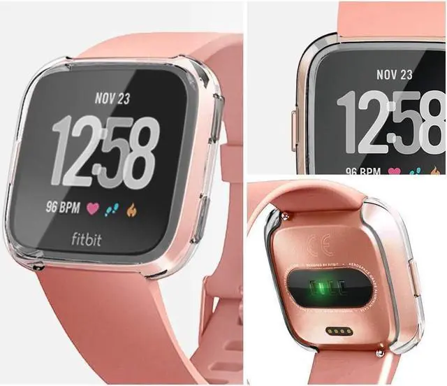 Alt view image 5 of 7 - BONAEVER 2 Pack Screen Protector Case for Fitbit Versa Soft TPU Slim Fit Full Cover Screen Protector Case for Fitbit Versa Smartwatch B s Accessories