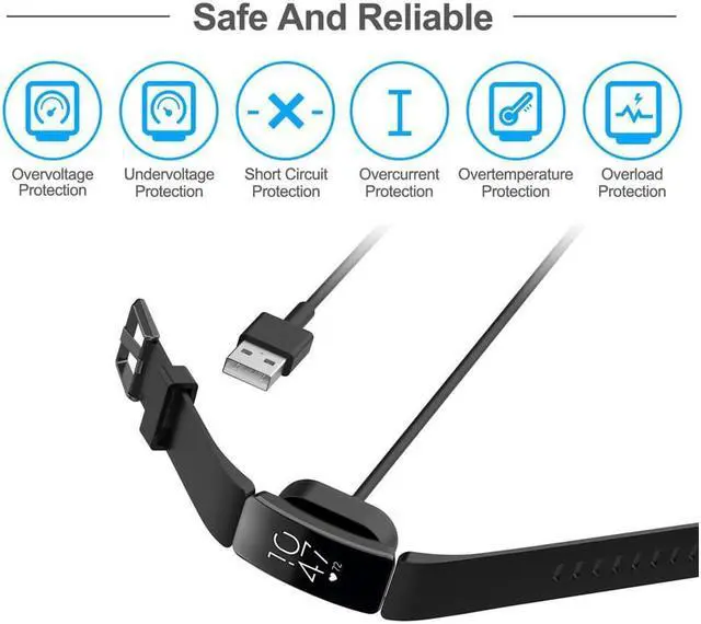 Alt view image 5 of 7 - 2 Pack Replacement USB Charger Cable Cord Compatible with Fitbit Inspire HR Smartwatch - 3.3ft + 0.5ft