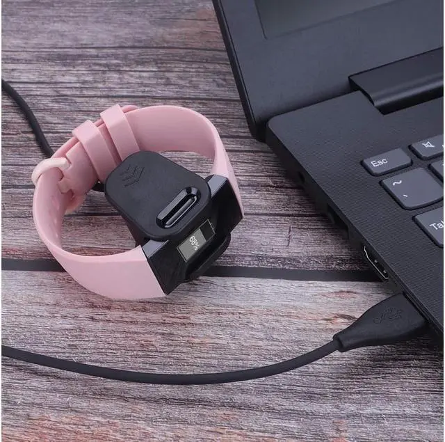Alt view image 5 of 6 - BONAEVER Fitbit Charge 3 Charger Cable 3.3Ft Replacement USB Charging Cable Charging Cord with Cable Cradle Dock Adapter Compatible Fitbit Charge 3 HR Fitness Tracker Smart Watch - 2 Pack