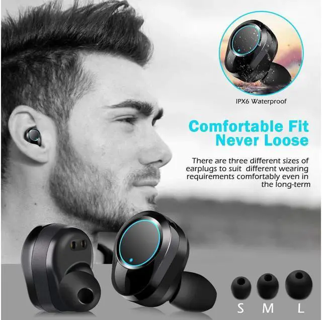 Alt view image 7 of 7 - Earbuds Bluetooth wireless WERLEO True Wireless Bluetooth 5.0 Earphones with Intelligent LED Display Touch Screen One Key Control Auto Pairing Headphones IPX68 Waterproof 3500mA 110H Play Time Case