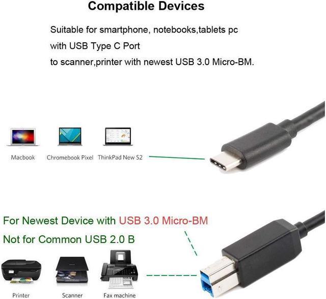 Alt view image 4 of 5 - USB C to Printer / HDD / Hub Cable - USB C to USB 3.0 BM / Printer - Newest Printer Scanner Cord For MacBook Pro HP Canon Brother Epson Dell Samsung Printers and More 3FT
