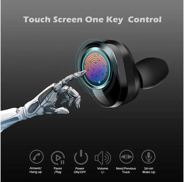 Alt view image 3 of 7 - Earbuds Bluetooth wireless WERLEO True Wireless Bluetooth 5.0 Earphones with Intelligent LED Display Touch Screen One Key Control Auto Pairing Headphones IPX68 Waterproof 3500mA 110H Play Time Case