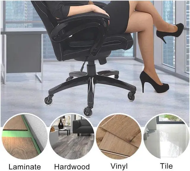 Alt view image 3 of 7 - 3 Inch Office Chair Wheels Set of 5 Premium Rubber Chair Casters (Remedy by Tape if Stem Size Not Fit) Heavy Duty & Silent No More Chair Mat for Hardwood Floors Wheels for IKEA Chairs