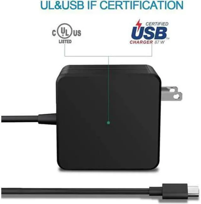Alt view image 5 of 7 - 87W / 90W USB C Power Adapter, Type C Power Delivery PD Wall Charger 87W (Compatible 61W, 45W, 30W and 12W) for MacBook Pro Air 2018, HP, Dell, Lenovo and Any Laptops or Smart Phones with USB C