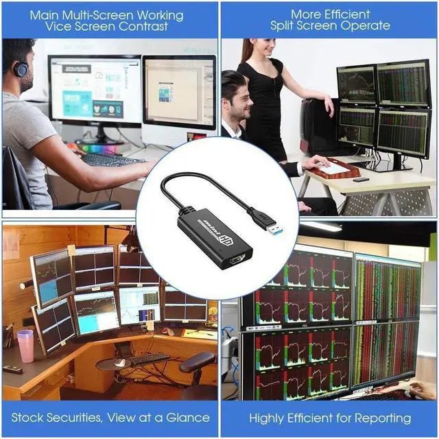 Alt view image 7 of 7 - USB to HDMI Adapter USB 3.0 to HDMI Converter 1080P HD Display Audio Video Converter for Windows 7 8 10 Computer ONLY ( NOT SUPPORT MAC/Linux/Vista )