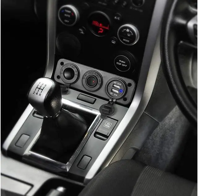 Alt view image 7 of 7 - Dual USB Socket Charger 2.1A & 2.1A with LED Power Indicator + 12V Power Outlet Cigarette Lighter Socket + ON-Off Toggle Switch Triple Function Panel for Car Boat Marine Vehicles