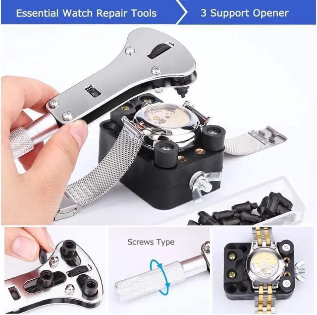 Alt view image 2 of 7 - Watch Repair Tool Kit Professional Watch Band Link Pin Tool Set Spring Bar Tool Set Watch Battery Replacement Tools