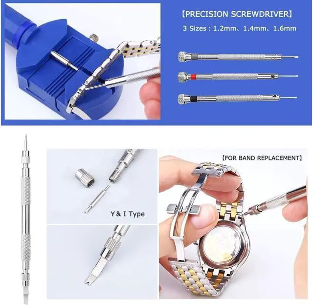 Alt view image 6 of 7 - Watch Repair Tool Kit Professional Watch Band Link Pin Tool Set Spring Bar Tool Set Watch Battery Replacement Tools