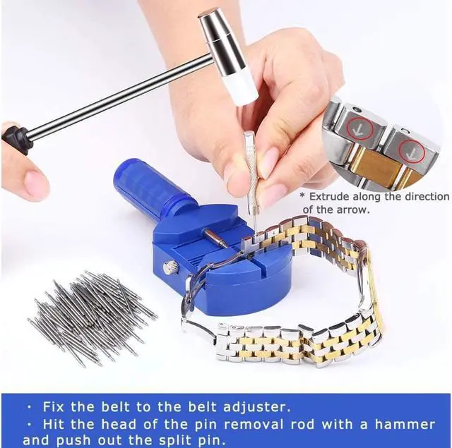 Alt view image 5 of 7 - Watch Repair Tool Kit Professional Watch Band Link Pin Tool Set Spring Bar Tool Set Watch Battery Replacement Tools