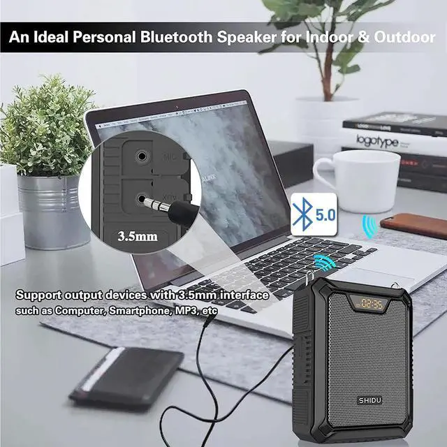 Alt view image 5 of 6 - Voice Amplifier Portable Speaker with Wired Microphone 25W Rechargeable Waterproof IPX6 Bluetooth 5.0 Mini Pa System for Teachers, Training, Stage Performance, Team Building, Outdoor