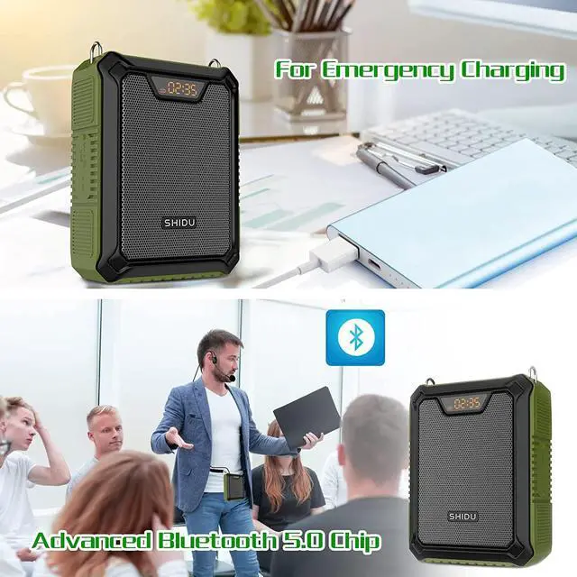 Alt view image 4 of 7 - Voice Amplifier Portable Speaker with Wired Microphone 25W Rechargeable Waterproof IPX6 Bluetooth 5.0 Mini Pa System for Teachers, Training, Stage Performance, Team Building, Outdoor