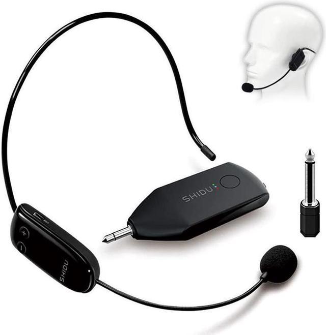 Wireless Microphone Headset UHF External Mic Rechargeable