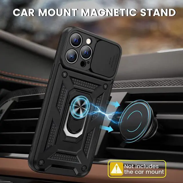 Alt view image 7 of 7 - for iPhone 13 Pro Max Case, with Slide Camera Cover & Built-in 360° Rotating Kickstand & Front Screen Protector Protective Case for iPhone 13 Pro Max 6.7 inch