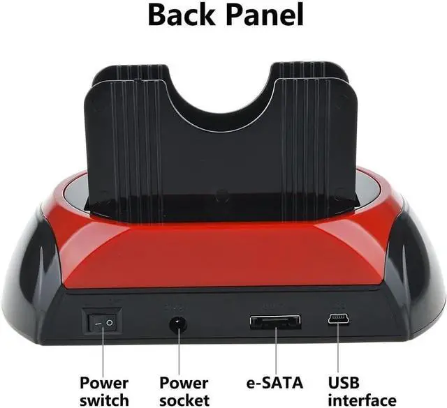 Alt view image 5 of 7 - Hard Drive Docking Station, USB 2.0 to 2.5 3.5 Inch SATA IDE Dual Slots External Enclosure with All in 1 Card Reader and USB 2.0 Hub for 2.5" 3.5" IDE SATA I/II/III HDD SSD