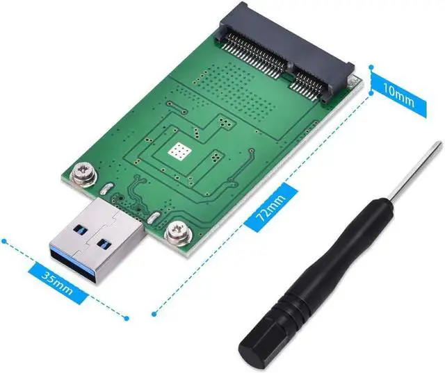 Alt view image 6 of 6 - mSATA Adapter, mSATA to USB 3.0 Adapter, USB mSATA SSD Reader, 50mm Mini SATA Converter as Portable Flash Drive External Hard Drive (No Cable Needed)