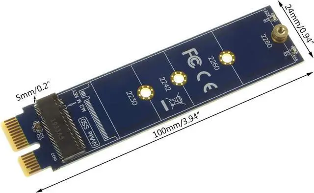 Alt view image 2 of 6 - Full Speed PCIE To M2 Adapter NVMe SSD M2 PCIE X1 Raiser PCI-E PCI Express M Key Connector Supports 2230 2242 2260 2280 M.2 SSD