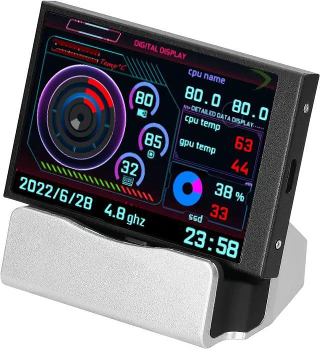 Alt view image 6 of 7 - 3.5 Inch IPS Display Screen USB Secondary Screen Computers CPU GPU RAM HDD Monitor Time Date Display Horizontal Vertical Screen Switch