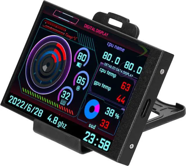 Alt view image 5 of 7 - 3.5 inch IPS USB Mini Screen AIDA64 PC CPU RAM HDD Data Monitor Computer Temperature Display Type-C Sub Screen