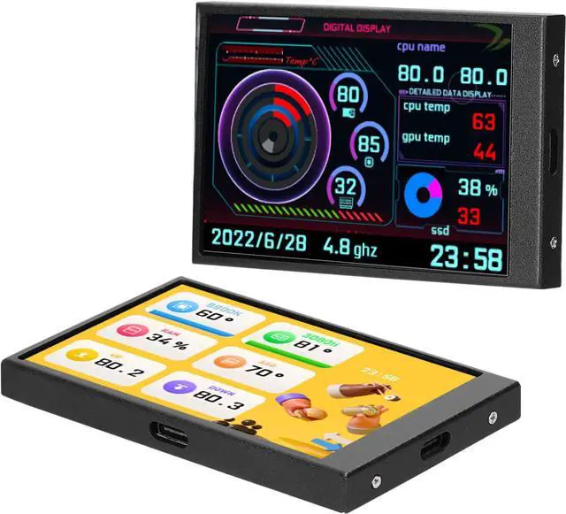 Alt view image 4 of 7 - 3.5 inch IPS USB Mini Screen AIDA64 PC CPU RAM HDD Data Monitor Computer Temperature Display Type-C Sub Screen
