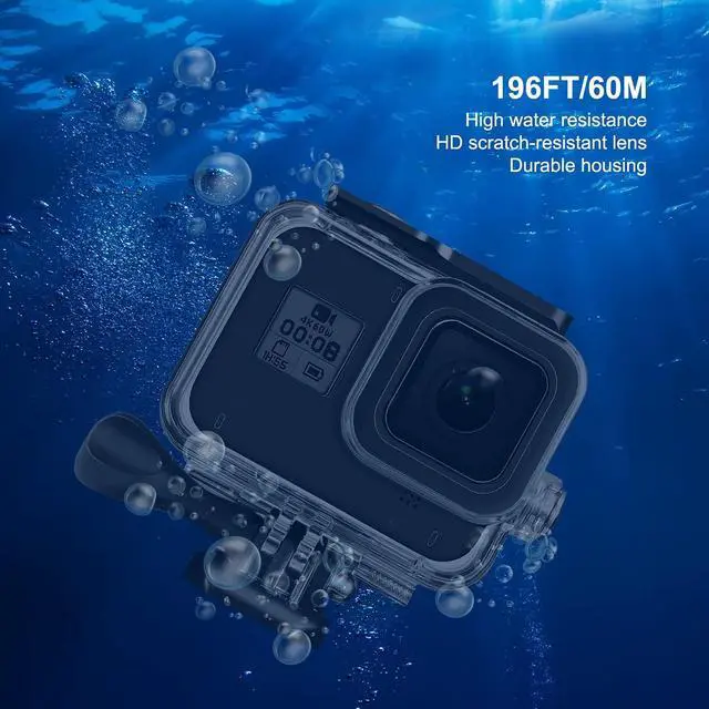 Alt view image 2 of 7 - Accessories Kit for GoPro Hero 8 Black with Small Shockproof Case + Waterproof Housing Case + Tempered Glass Screen Protectors + Lens Filters + Anti-Fog Inserts Bundle
