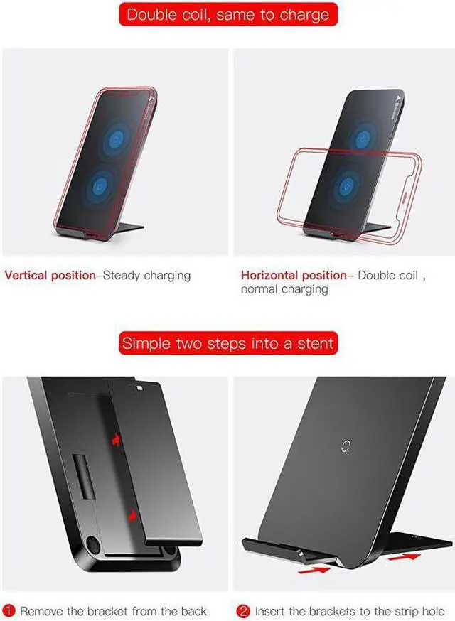 Alt view image 6 of 7 - Fast Qi Wireless Charger, Wireless Charging Stand Compatible with iPhone 14/13/12/11/SE/XS/XR/X/8,Samsung Galaxy S22 S21 S20 S10 S9 S8 Note 20/10/9/8 and Qi-Enabled Phone