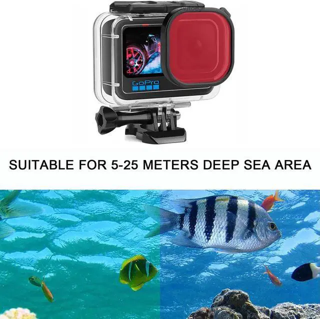Alt view image 6 of 7 - Waterproof Housing for GoPro Hero 12 Black / Hero 11 Black / Hero 10 Black / Hero 9 Black, Protective 60m Underwater Dive Case Shell with 3 Pack Filters and 12 PCS Anti- Fog Inserts