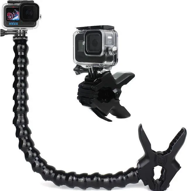 Main image of Jaws Flex Clamp Mount with Adjustable Gooseneck 19-Section Compatible with Go Pro Hero 11,10. 9, 8, 7, 6, 5, 4, Session, 3+, 3, 2, 1, Max, Fusion, DJI Osmo Action Cameras
