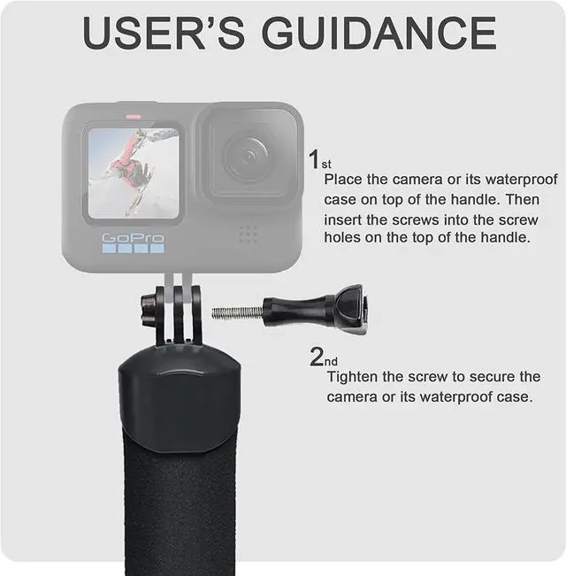 Alt view image 3 of 6 - Waterproof Monopod Floating Hand Grip for Go Pro Hero 11/10/9/8/7/6/5/4/3 Session DJI Osmo and Other Action Cameras.Snorkeling Underwater Diving Selfie Pole Stick