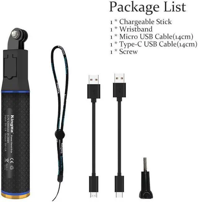 Alt view image 7 of 7 - Clutch Battery Handle Grip 5200mAh Power Stick, Camera Vlog Handgrip Extension Power Bank, Backup Charging Battery for iPhone, GoPro MAX, GoPro HERO 11, HERO 10, HERO 9 8 7 6 5 4, Insta360 ONE X3, X2