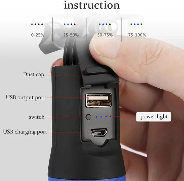 Alt view image 6 of 7 - Clutch Battery Handle Grip 5200mAh Power Stick, Camera Vlog Handgrip Extension Power Bank, Backup Charging Battery for iPhone, GoPro MAX, GoPro HERO 11, HERO 10, HERO 9 8 7 6 5 4, Insta360 ONE X3, X2