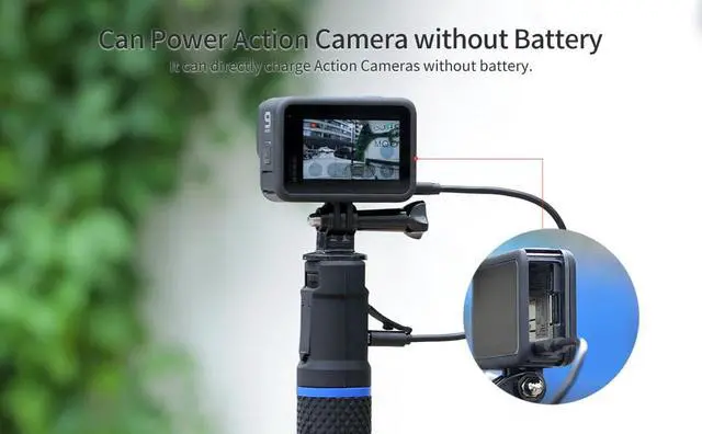 Alt view image 4 of 7 - 10000mAh Power Bank Grip, Portable Tripod for PD/QC Battery Charging for DSLR Action Camera, GoPro Hero 11/10/9/8/7/6/5/4/3+/3, Insta360,YI Sport Camera, DJI OSMO, OSMO Pocket and Smartphone