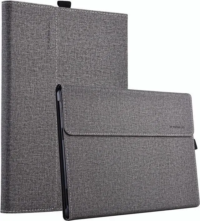 Main image of Case for 13 Inch Microsoft Surface Pro 9 2022 / Surface Pro 8 2021 - Multiple Angle Viewing PU Leather Business Cover with Pencil Holder, Compatible with Type Cover Keyboard Light Gray